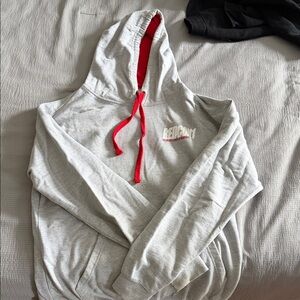 Gray Hoodie with Red Lining & Drawstrings - Men’s Casual Pullover